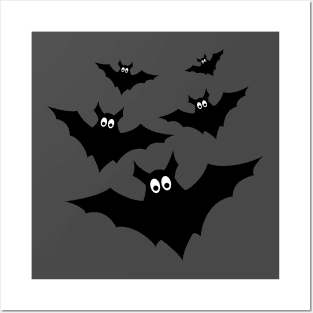 Cool cute black flying bats Halloween Posters and Art